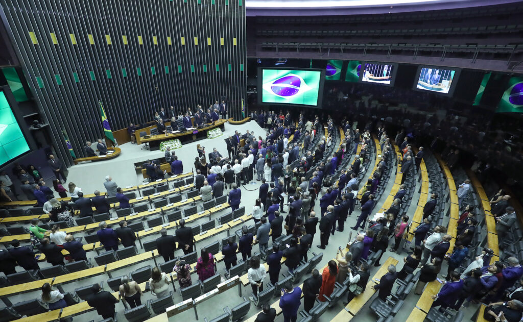 O plenário da Câmara dos Deputados visto de cima