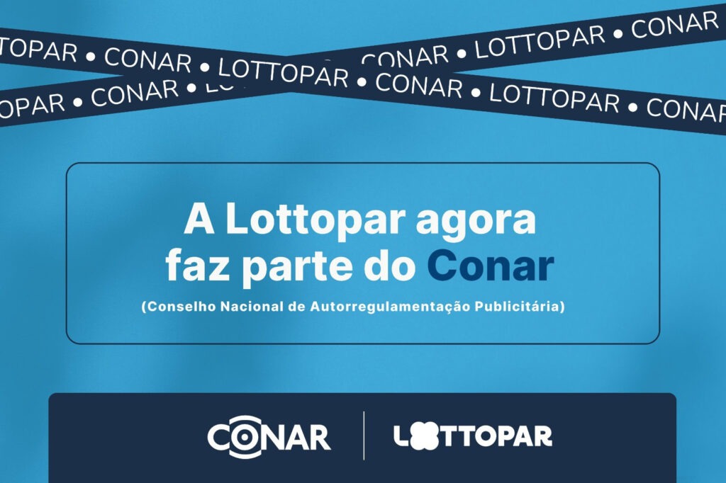 Banner de fundo azul e escrita em branco. "A Lottopar agora faz parte do Conar"