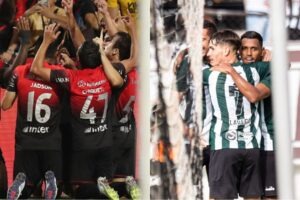 Jogadores de Athletico e Coritiba comemoram gols
